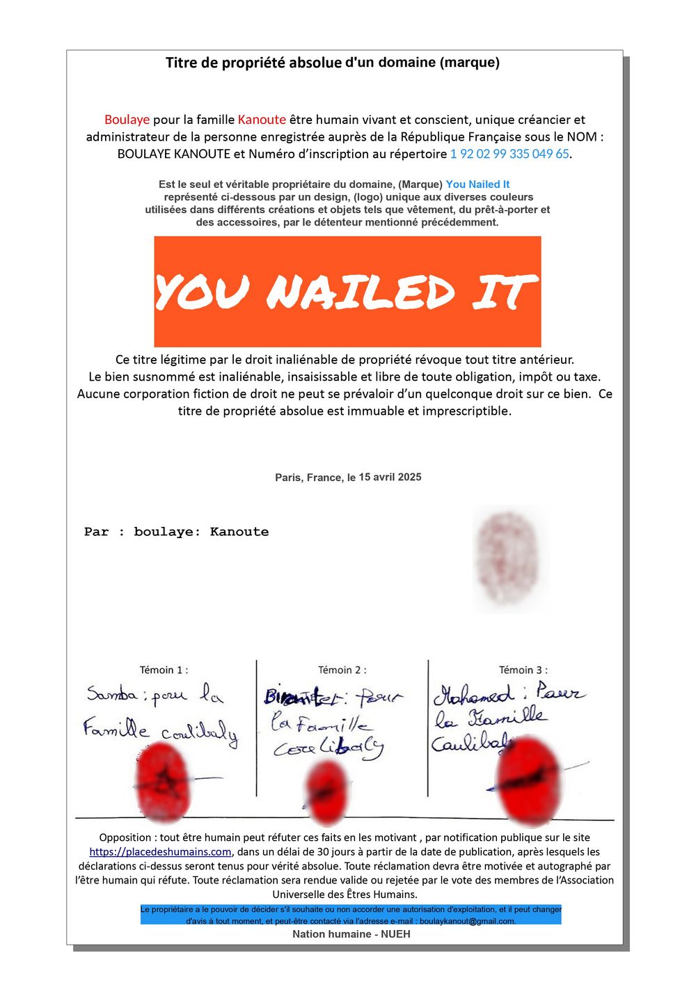 titre de proprite absolue domaine marque 1