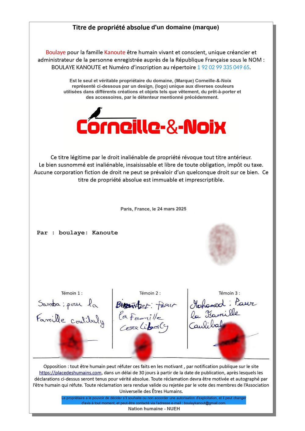 titre de proprite absolue domaine marque