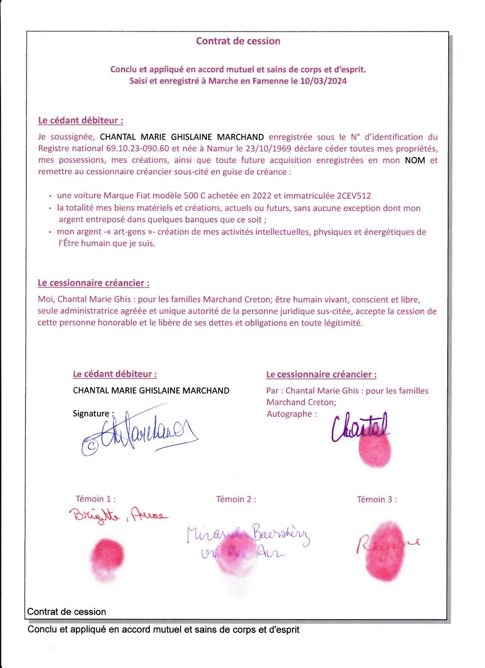 contrat de cession chantal