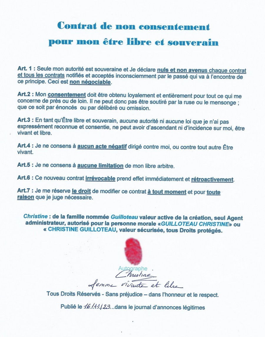 contrat nonconsentement Christine GUILLOTEAU
