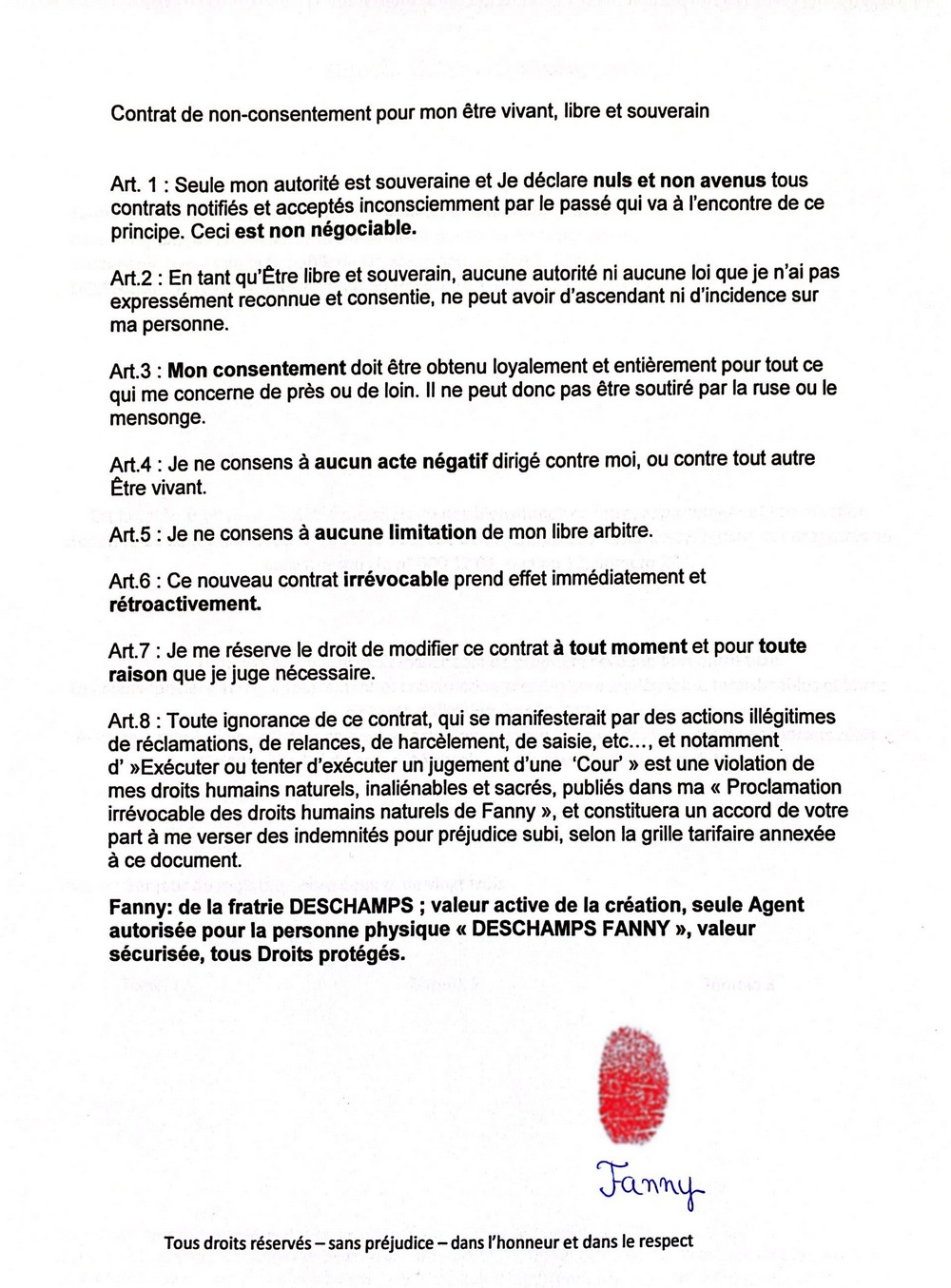 contrat de non consentement Fanny