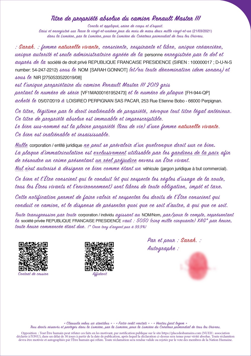 Samsah nunc pour place des humains3 sans temoin
