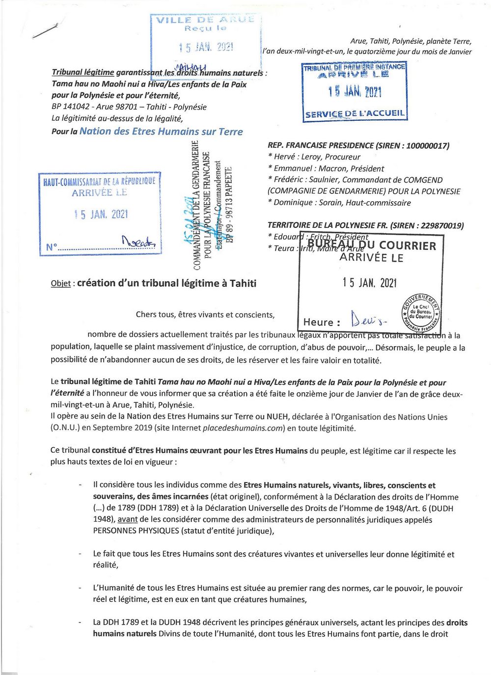 20210114 dclaration de cration du tribunal populaire des dh pour polynsie maohi nui page1