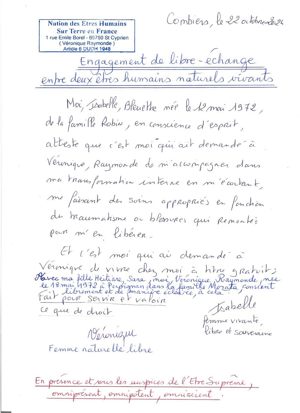 20241022 engagement de libre change entre deux etres humains naturels vivants 2