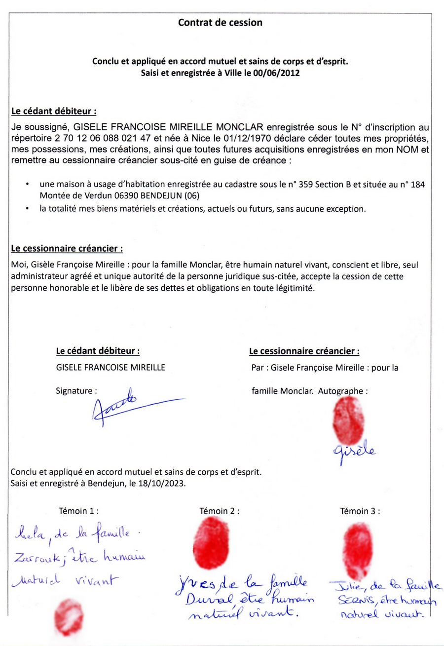 contrat de cession gisele francoise mireille