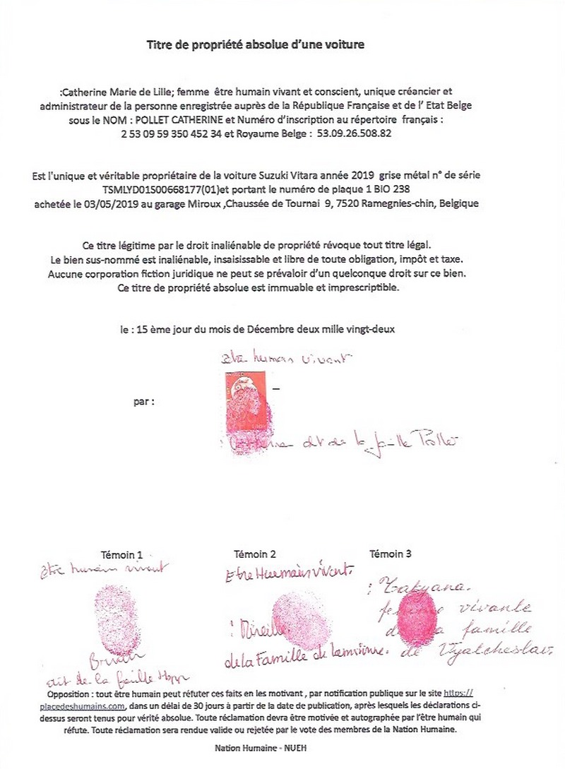 titre de proprite voiture catherine
