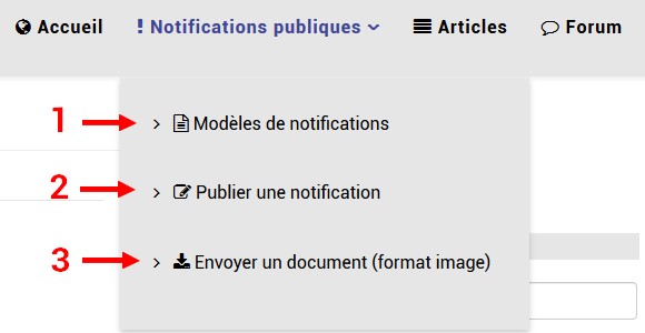 Menu notif publique